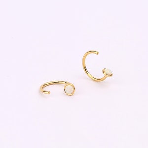 Opal Open Hoop Earrings, Sterling Silver Huggie Hoop Earrings, Huggies Earrings, Ear Hugger, Opal Hug Earrings, Pull Through Hoop Earrings