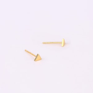 Triangle Stud Earrings, Sterling Silver Tiny Small Stud Earrings, Minimalist Gold Triangle Shape Stud Earring, Dainty Geometric Stud Earring