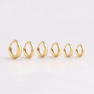 Boucles d'oreilles Huggie Hoops effilées, Boucles d'oreilles Huggie Hoops épaisses en or, Créoles Huggie ovales en argent sterling 925, Anneau du cartilage, Anneau hélicoïdal, Anneau de conque