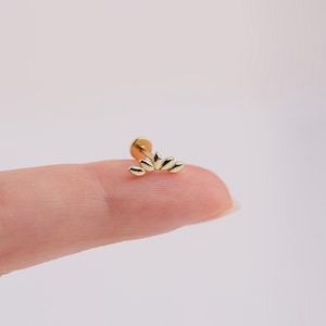 18G Climber Threadless Push Pin Labret Gold Flat Back Stud Earring, Sterling Silver Tiny Bar Helix Cartilage Conch Flat Back Stud Earring