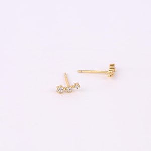 Tiny Diamond Climber Stud Earrings, 925 Sterling Silver Ear Climber Stud Earrings, Gold Small Stud Earrings, Earrings Stacking Climber Stud