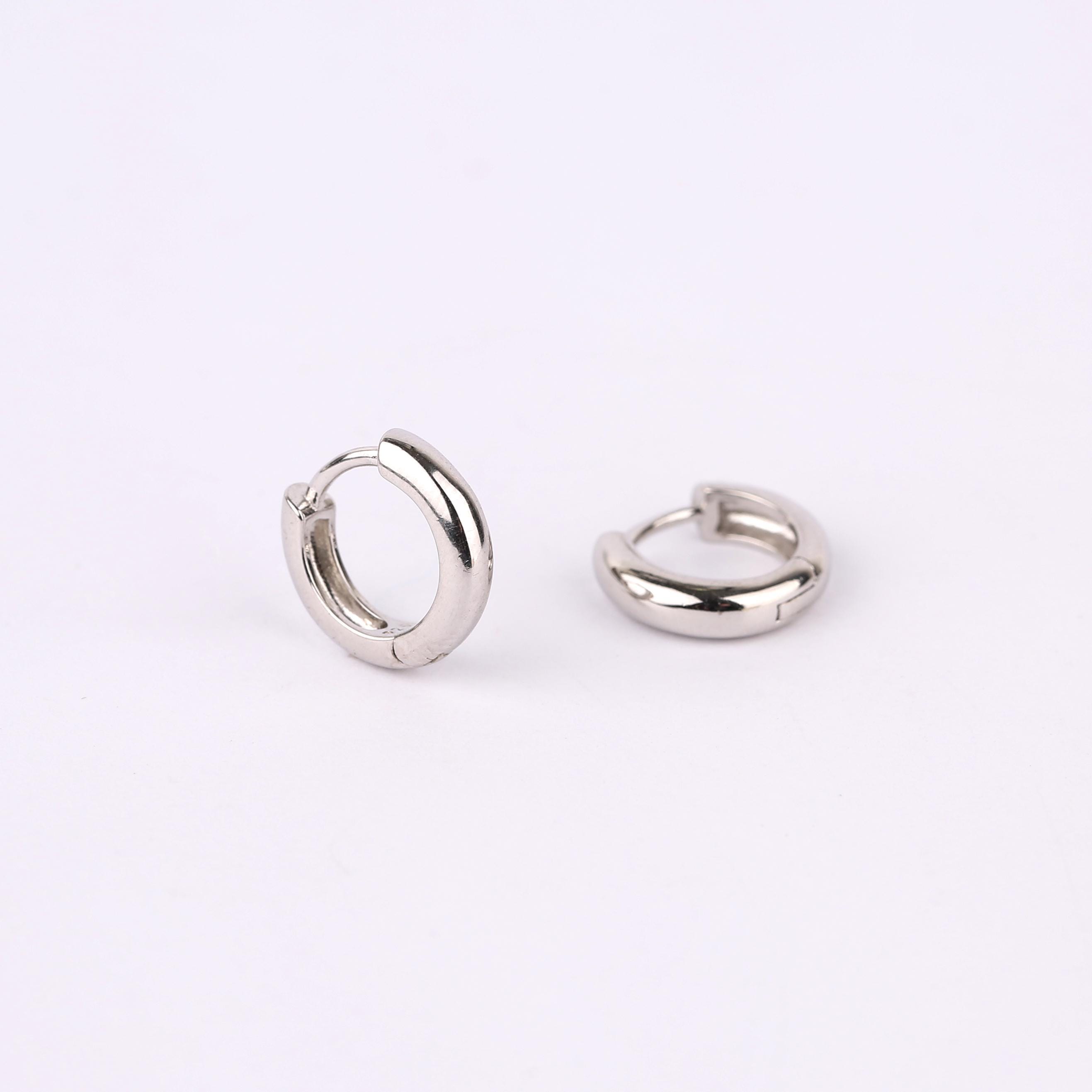 Sterling Silver Thick Huggie Hoop Earrings • Small Silver  925 Sterling Silver Small Huggie Earrings Huggie Hoops Thick Wide Silver Ring main image 0