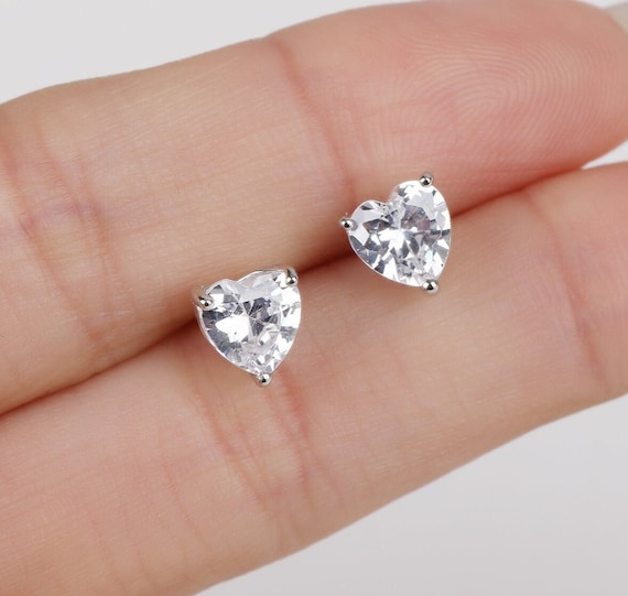 Darling Dog Stud Earrings with Heart Rhodium-plated Sterling Silver Nontarnish Darling Dog Stud Earrings with Heart Rhodium-plated Sterling Silver Nontarnish