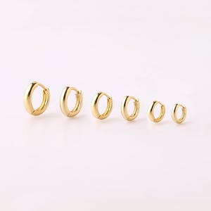 Gold Thick Huggie Hoop Earrings, 925 Sterling Silver Bold Huggie Hoop, Cartilage Huggie Hoop, Helix Huggie Hoop, Chunky Small Hoop Earrings