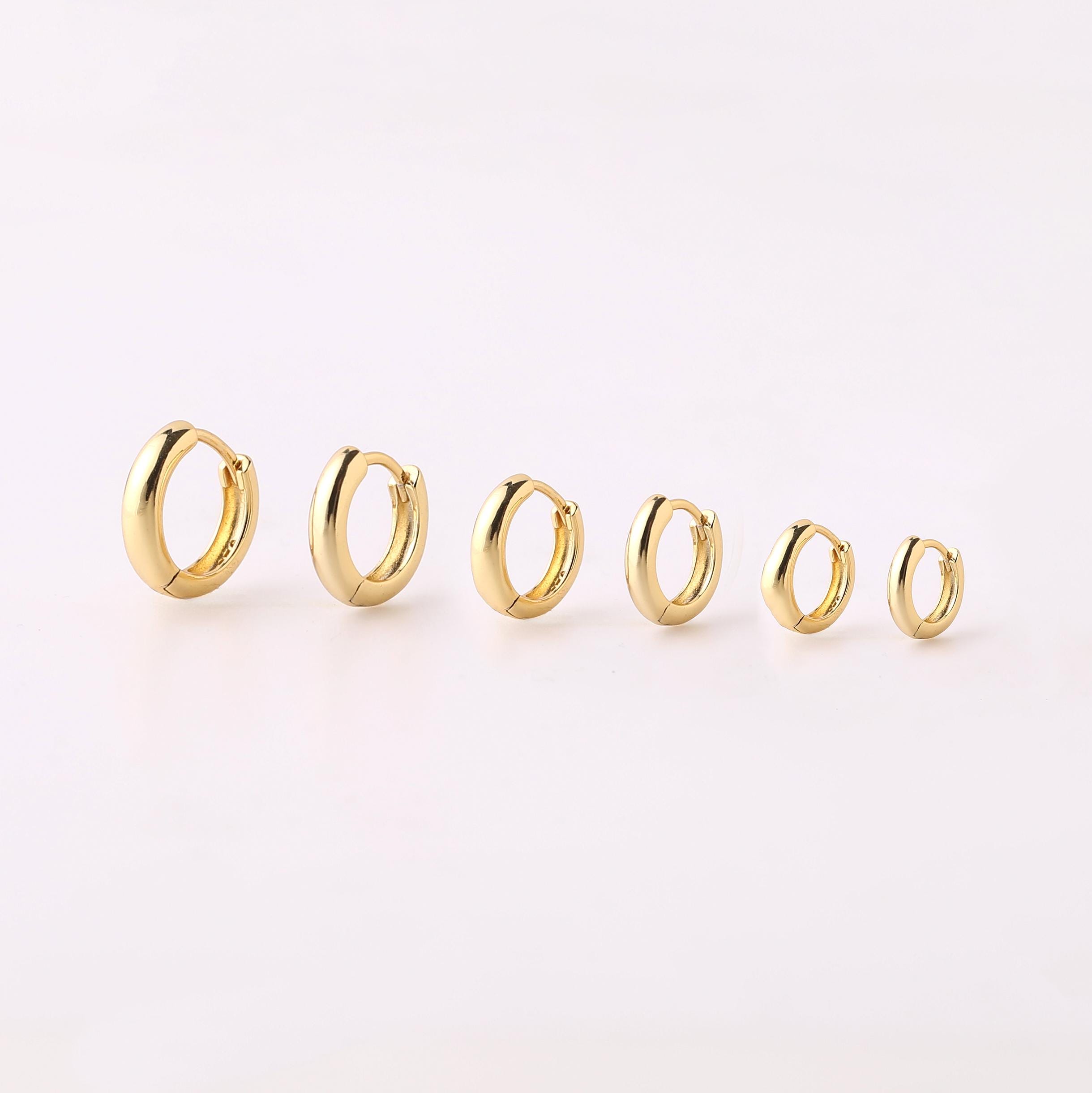 Gold Thick Huggie Hoop Earrings, 925 Sterling Silver Bold Huggie Hoop, Cartilage Huggie Hoop, Helix Huggie Hoop, Chunky Small Hoop Earrings