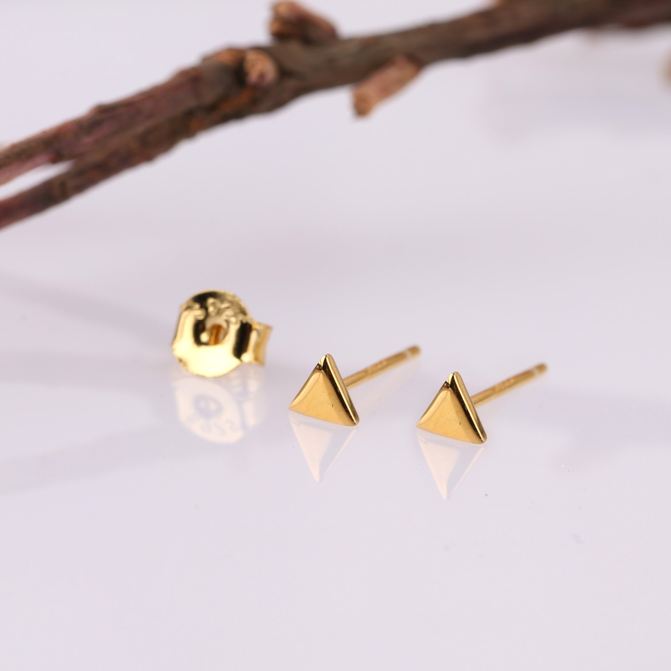 ピアス Triangle Stud Earrings #3193 Triangle Stud Earrings, Sterling Silver Tiny Small Stud