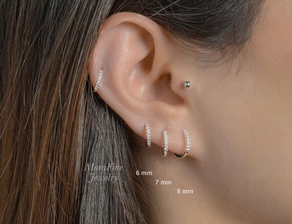 silver Huggie Hoop Earrings, Sterling | 6+7+8 - 3 pairs