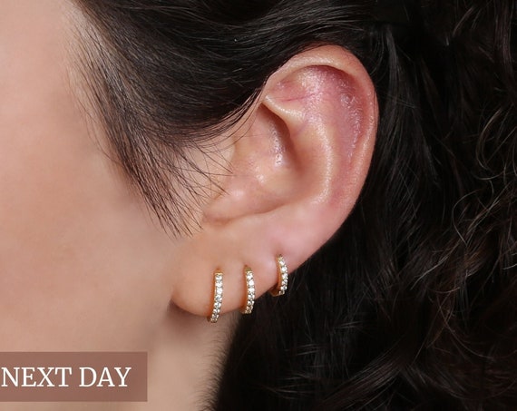 Tiny Huggie Hoop Earrings, Gold Hoop Earrings, Sterling Silver Hoop Earrings, Cartilage Hoop Earrings, Conch Hoops, Helix Hoops, Tragus Hoop