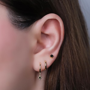 Ensemble de boucles d'oreilles pendantes avec charme noir, ensemble de boucles d'oreilles en argent sterling onyx, ensemble de boucles d'oreilles sélectionnées, ensemble de boucles d'oreilles en pierre noire