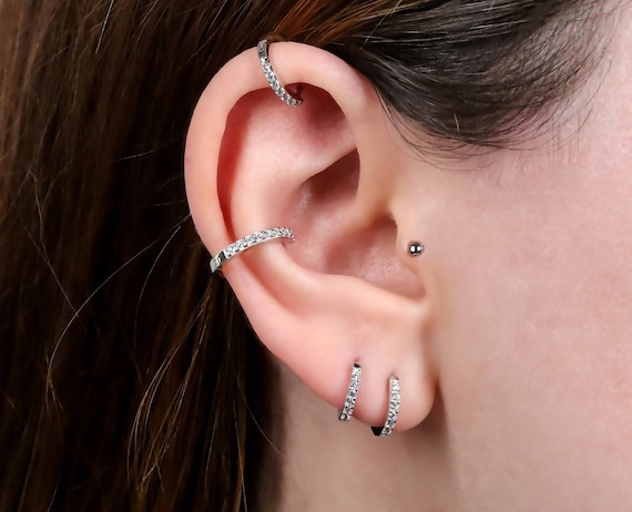 Piercing 6mm Cartilage Hoop Clicker Hoop 6mm Pierced Hoop Earrings