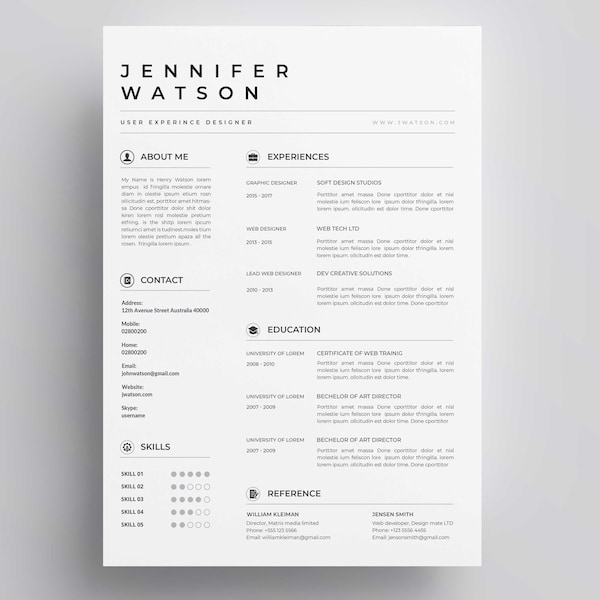 ATS CV Template Word, Pagina's, Google Docs, Minimalistische ATS CV Template, Modern Executive CV, Professional CV, Basic Simple RESUME