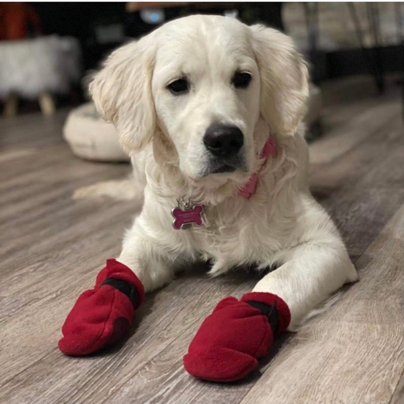 RED LARGE Mitts for Mutts Dog Boots, Winter Boots for Dogs, Rubber