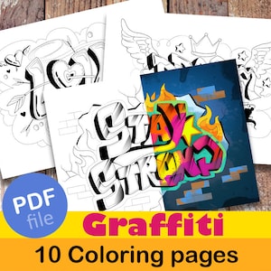 Street Art Fun: Graffiti Coloring Pages - Street art graffiti coloring page-Instant Download - Print at Home