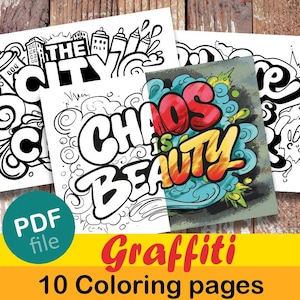 Urban Vibes: Graffiti Art Coloring Pages - Street Art-Inspired Printable - Instant Download - Color at Home