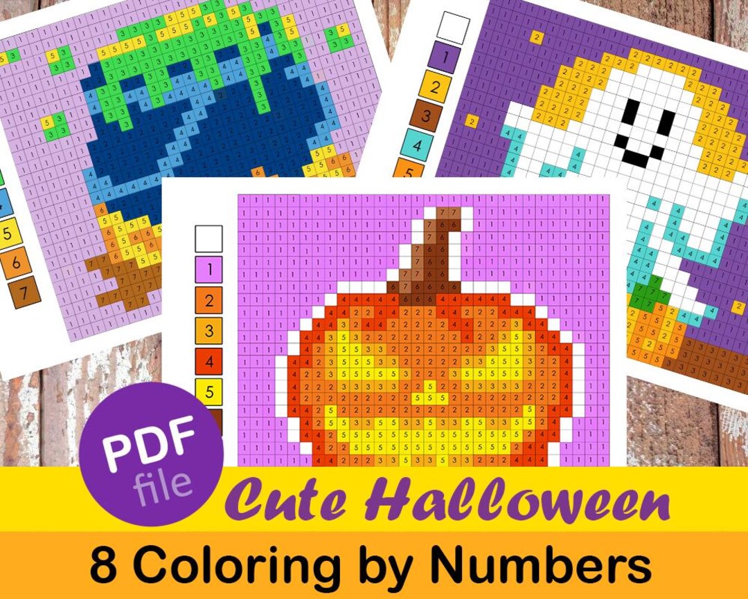 Pixel Art Color by Number – Cute Halloween Edition | Ghosts, Cats, and ...