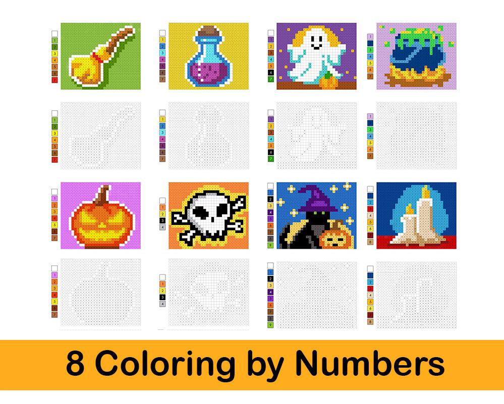 Pixel Art Color by Number – Cute Halloween Edition | Ghosts, Cats, and ...
