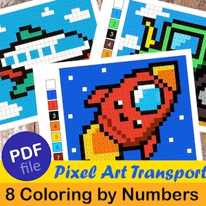 Pixel Art Coloring by Numbers | Transport | Fun and Relaxing for Kids and Adults | Mystery Coloring Adventure - kawaii coloring fun