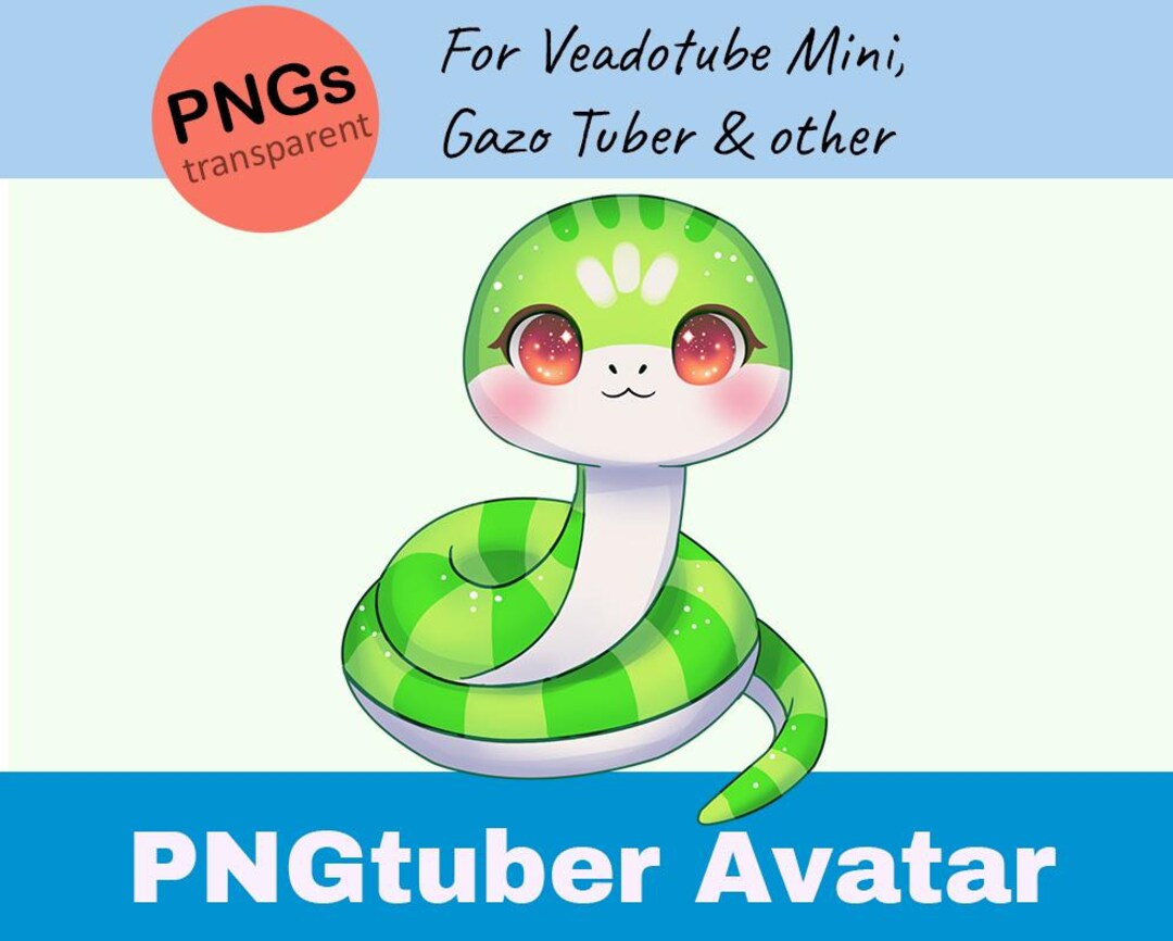 Green Snake Pngtuber Avatar – 8 Anime-style Reactive Pngs + Veadotube ...