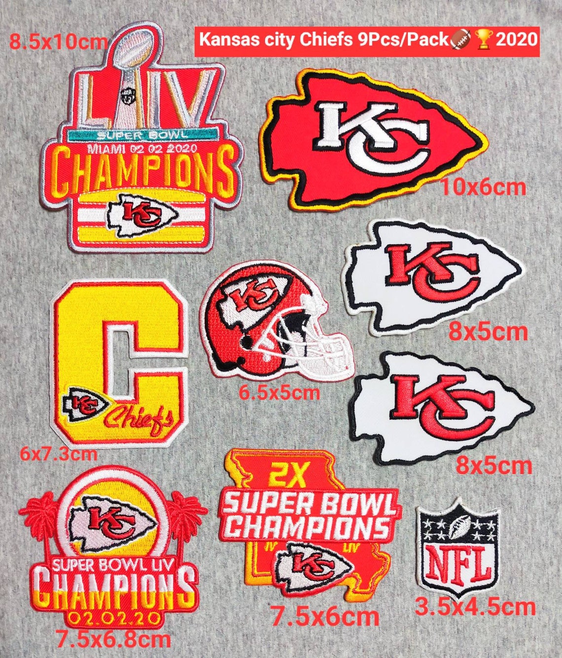 Kansas city chiefs 9Pcs/Pack Patches Logos for iron onsewing Etsy