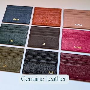 Personalisierter Kartenhalter aus echtem Leder mit Monogramm, Kreditkartenetui, Hochzeit Geschenkideen, Muttertag, Geschenk für Mama, Brautjungfer