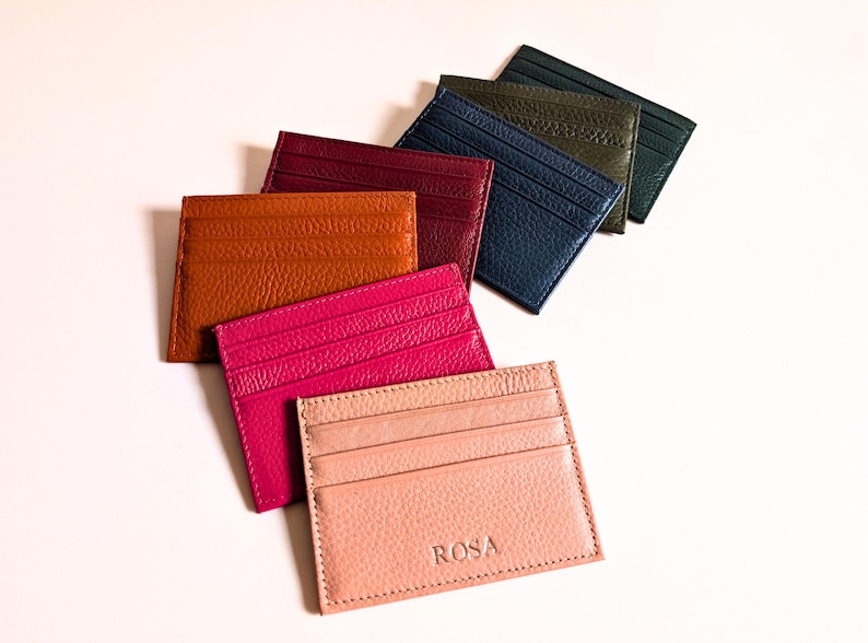 Personalized Wallet, Leather Cardholder, Monogrammed Wallet, Minimalist Gift, Credit Card Holder image 15