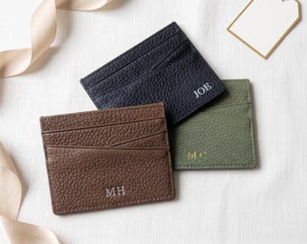 Genuine Leather Card Holder, Personalized Leather Wallet, Real Leather Minimalist Wallet