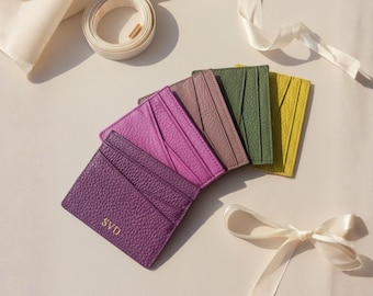 Genuine Leather Card Holder, Personalized Leather Wallet, Real Leather Minimalist Wallet