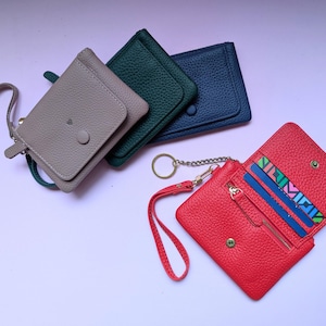 Monedero llavero, tarjetero llavero, billetera de cuero, tarjetero personalizado, billetera de muñeca, llavero tarjetero, monedero con cremallera