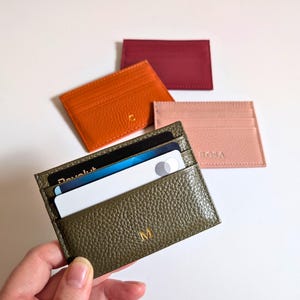 Personalized Wallet, Leather Cardholder, Monogrammed Wallet, Minimalist Gift, Credit Card Holder image 4