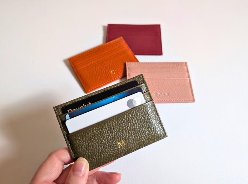 Personalized Wallet, Leather Cardholder, Monogrammed Wallet, Minimalist Gift, Credit Card Holder image 4