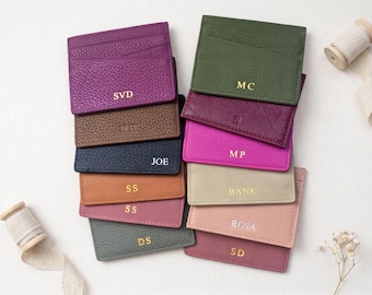 Genuine Leather Card Holder, Personalized Leather Wallet, Real Leather Minimalist Wallet