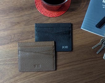 Cartera para hombre con tarjetero, tarjetero de piel auténtica, tarjetero fino para él, tarjetero pequeño personalizado de piel, regalo de aniversario para novio