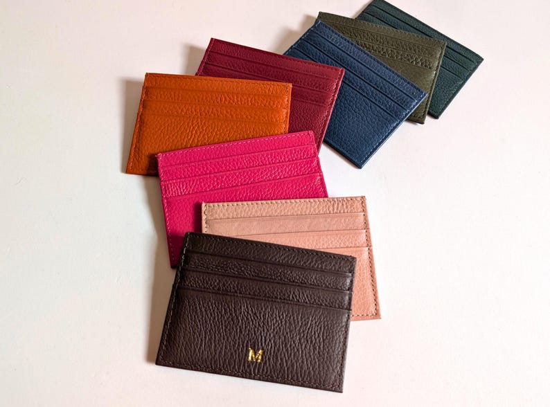 Personalized Wallet, Leather Cardholder, Monogrammed Wallet, Minimalist Gift, Credit Card Holder image 5