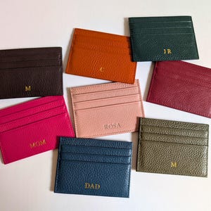 Echtleder farbiger Kartenhalter, Monogramm Leder Kreditkartenetui, personalisierte Hochzeitsgeschenkideen, individuelle Initialen, Firmengeschenke