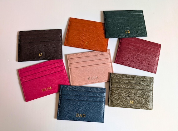 Personalized Wallet,  Leather Cardholder, Monogrammed Wallet, Minimalist Gift, Credit Card Holder