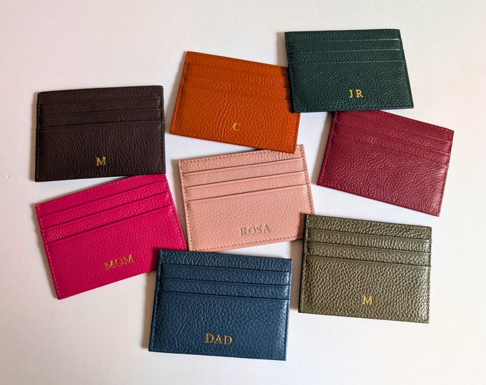 Personalized Wallet,  Leather Cardholder, Monogrammed Wallet, Minimalist Gift, Credit Card Holder