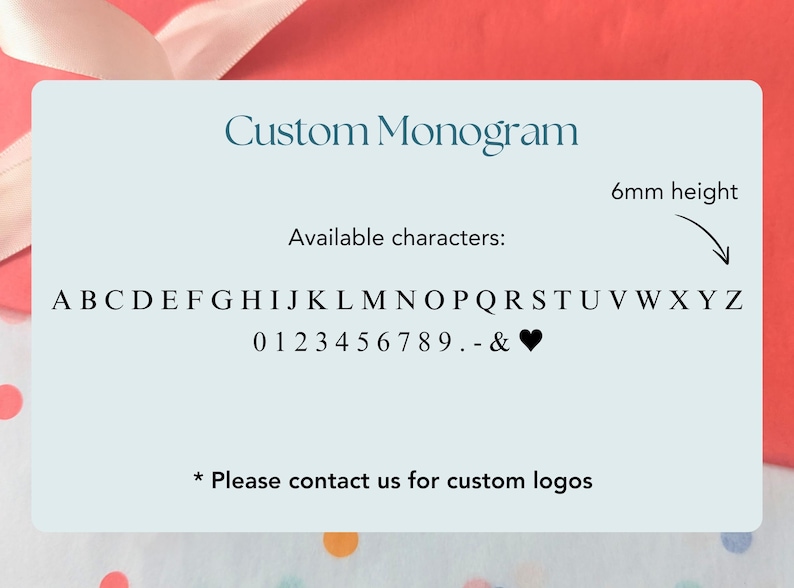 Letter options for custom monogram.