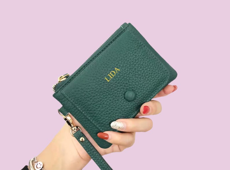 Personalisierte Leder Geldbörse: Schlüsselanhänger Kartenhalter & Armband (Monogramm verfügbar) Bild 7