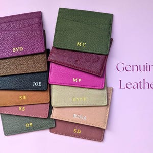 Kartenhalter aus echtem Leder, Weihnachtsgeschenke, lose Geschenke, personalisierte Massenbrieftaschen, Monogrammkartenhalter, Geschenk für Lehrer, Mitarbeiter, Kunden, Mitarbeiter
