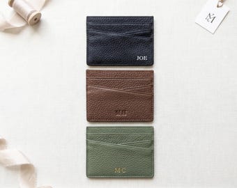 100% Genuine Pebbled Leather Card Holder with Custom Emboss Personalisation