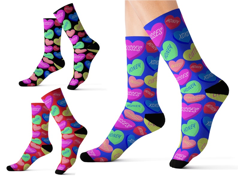 gifts for him valentines day or galentines day gift Conversation hearts socks