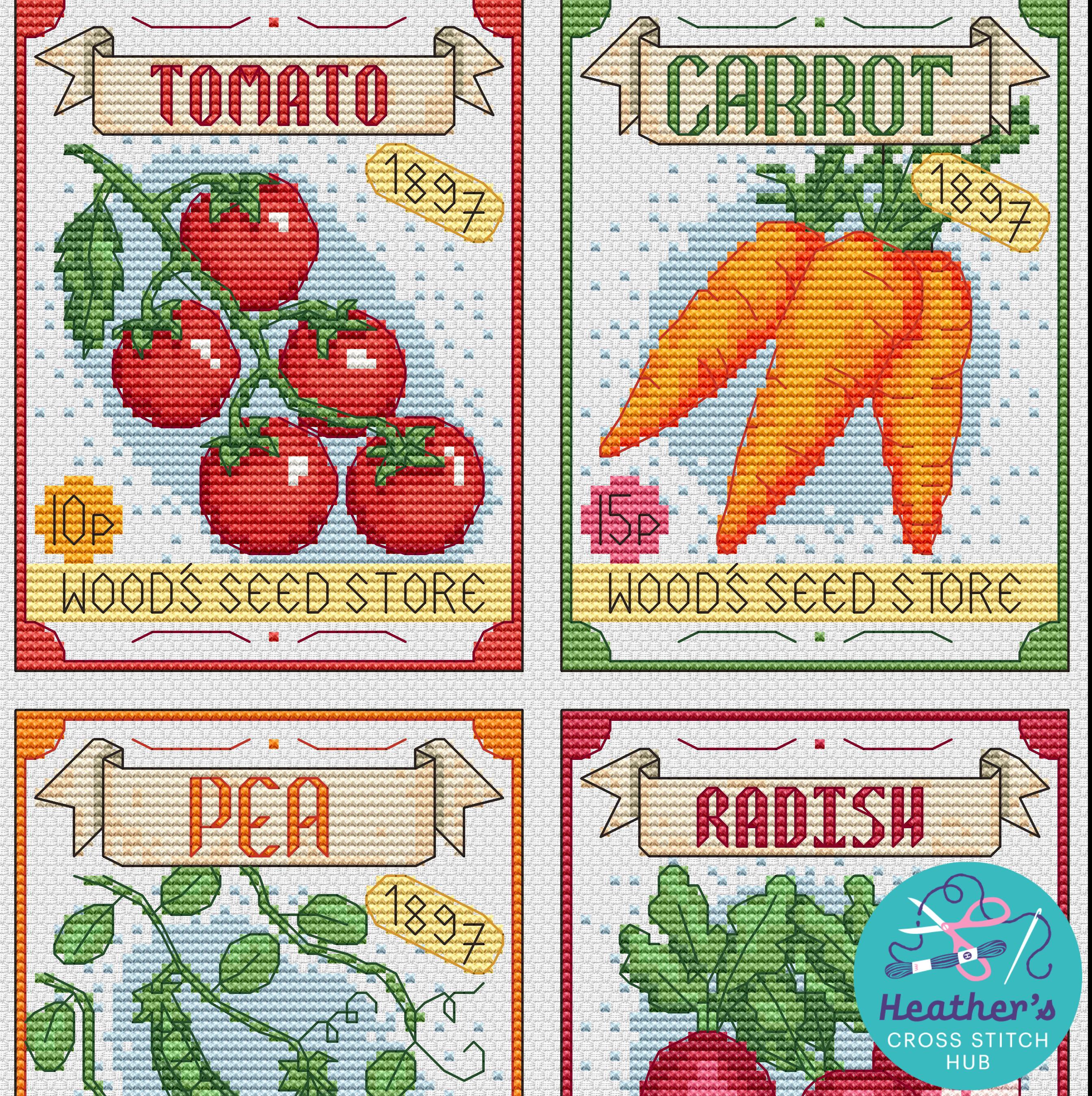 Stitch Packet Vegetable Seed Packet Cross Stitch Pattern PDF, Vintage Veg Design ...