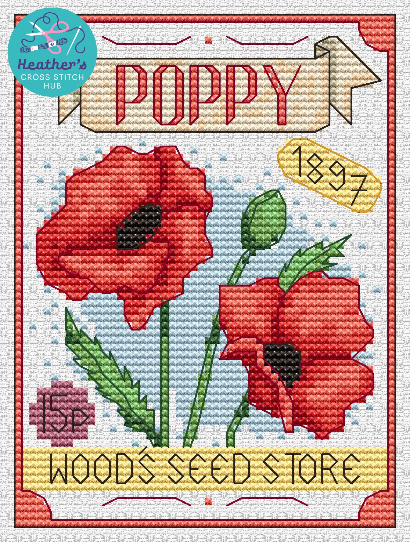 Stitch Packet Flower Seed Packet Cross Stitch Pattern PDF, Vintage Floral Design ...