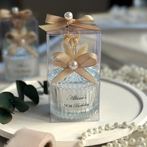 Custom Wedding Party Thank you Candle Favor for Guests, Luxury Wedding Candle Favors for Guest, Wedding Favor glass candle with pearl