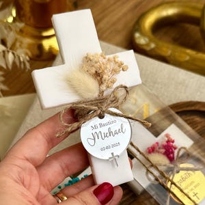Personalized Baptism Favors: Dried Flower Cross, Custom Keepsake