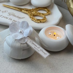 Bomboniera con candela in cemento • Regalo di fidanzamento o di nozze • Stile minimale o elegante