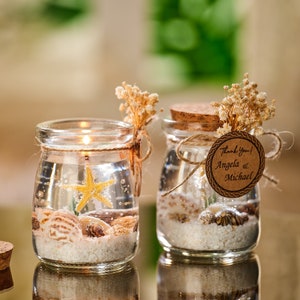 Luxury Handmade Beach Wedding  SeaShell Candle Favors, Personalised Wedding Party Thank you Candle Favor for Guests, Elegant Candle in glass