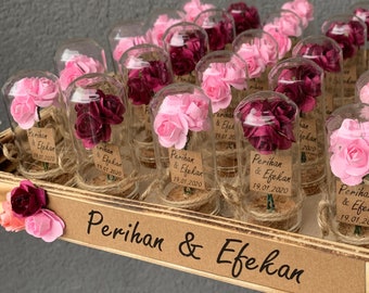 Personalised Wedding Party Thank you Favors for Guests, Beauty And The Beast, Luxury Enchanted Rose In Mini Glass Dome Wedding Favor 10 PCS