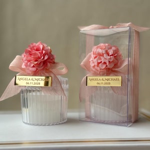 Personalisierte Kerze Hochzeit Gunst für Gäste in loser Schüttung, Brautparty Kerze, Baby Shower Party Favors, bunte kundenspezifische Kerze Danke Gefälligkeiten
