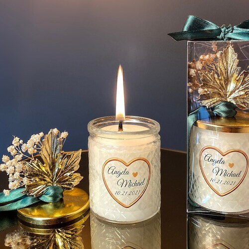 Personalised Wedding Party Thank You Candle Favors for Guests - Etsy